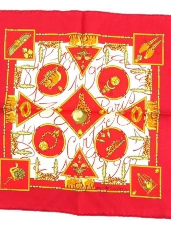 CARTIER scarf Red x Yellow Gold Women Authentic secondhand